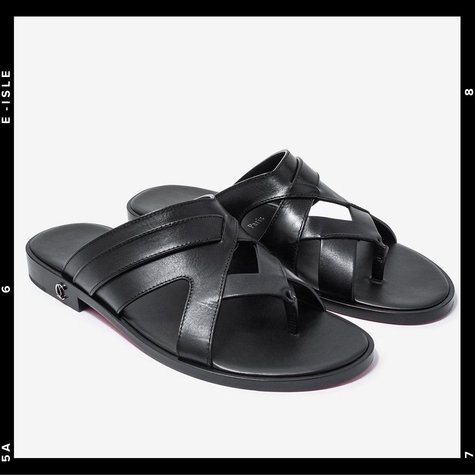 希少【CHRISTIAN LOUBOUTIN】クロスストラップ レザーサンダル