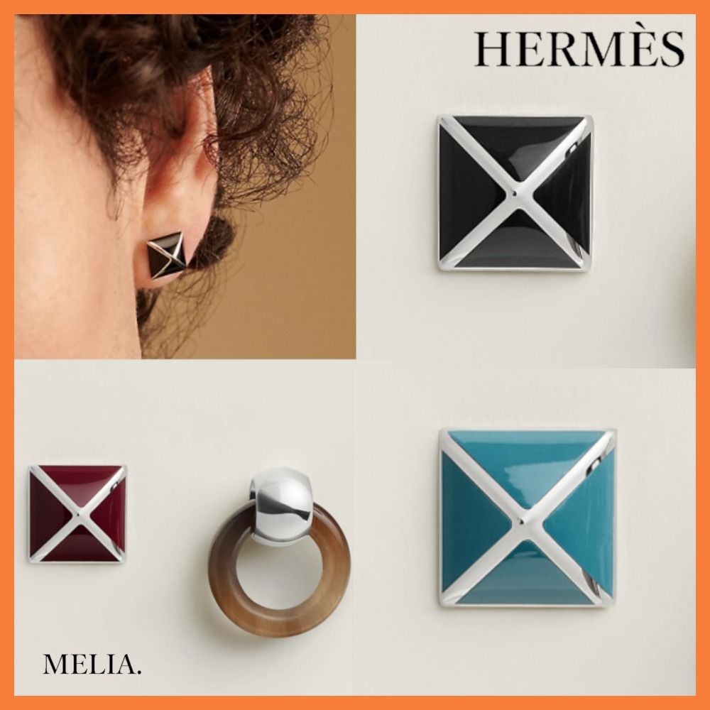 ギフトに最適◇1点ごと異なる風合】HERMES メドール XO ピアス (HERMES