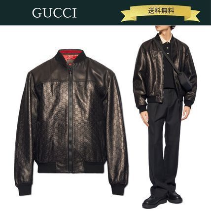 送料込】GUCCI ☆24SS☆モノグラムラムレザージャケット (GUCCI/レザー