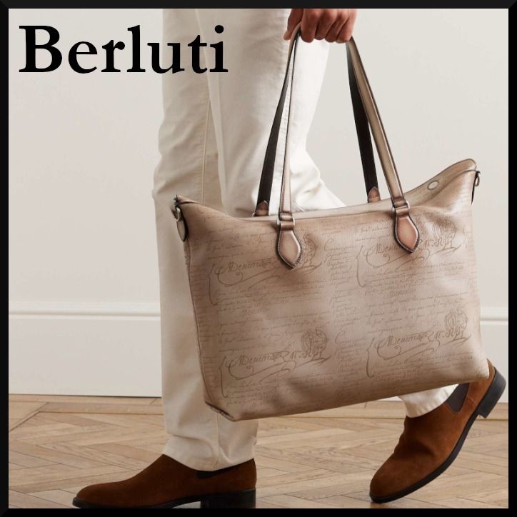 BERLUTI】レイト アワー スクリット レザー ショッパーバッグ (Berluti