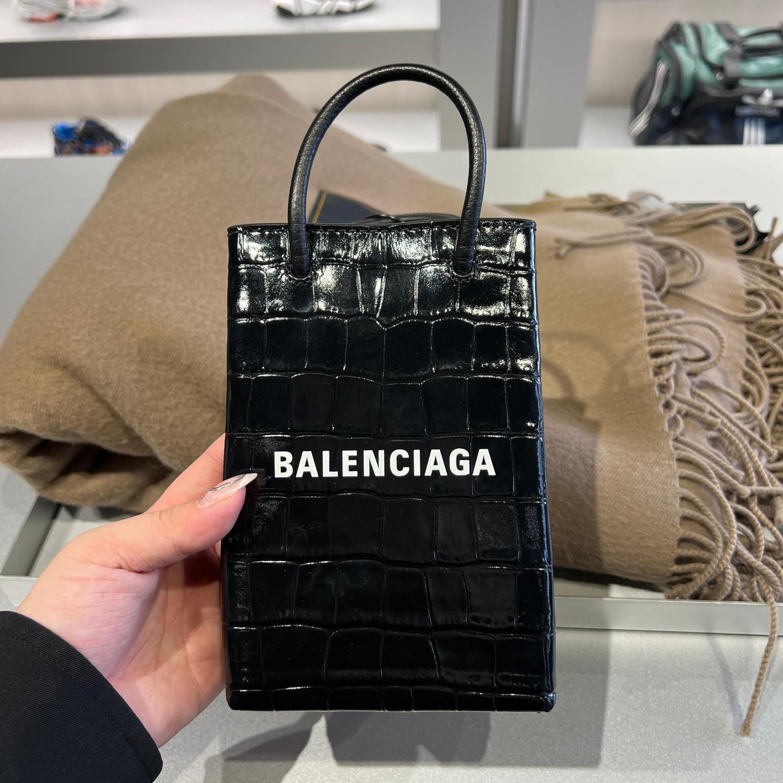 数量限定【BALENCIAGA】ミニ SHOPPING バッグ クロコダイル