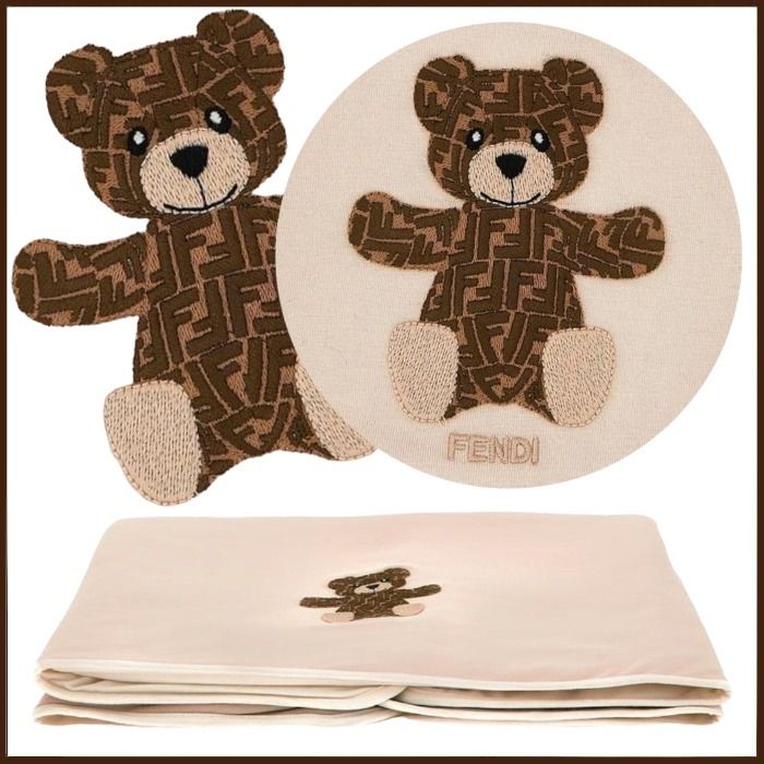 FENDI 可愛いギフト おくるみ ベビーブランケット 刺繍ベア ロゴ
