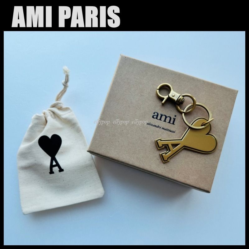 AMI PARIS アミパリス ハートロゴ キーリング ゴールド (AMI PARIS