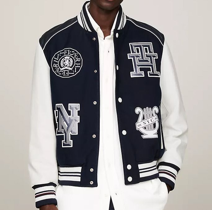 限定モデル【Tommy Hilfiger】綿×レザー バーシティ ジャケット (Tommy