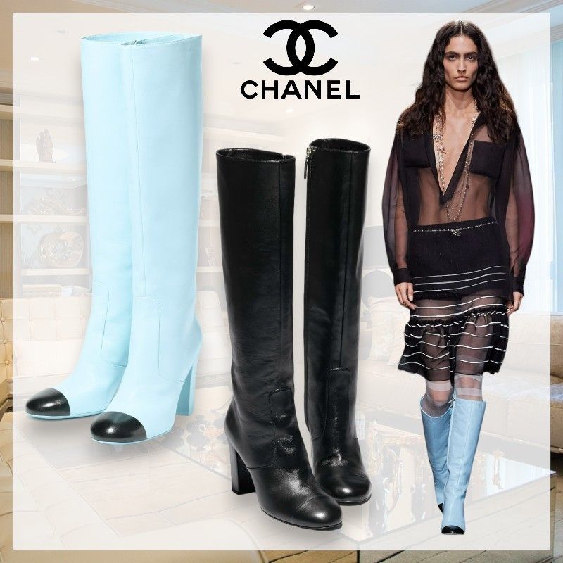 さりげないCCロゴが超絶おしゃれ】CHANEL CCロゴ ロングブーツ (CHANEL