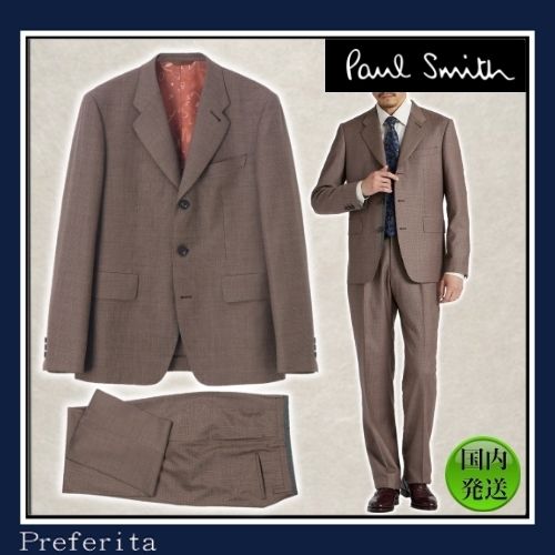 Paul Smith】マイクロチェックバイアス3B スーツ ブラウン (Paul Smith