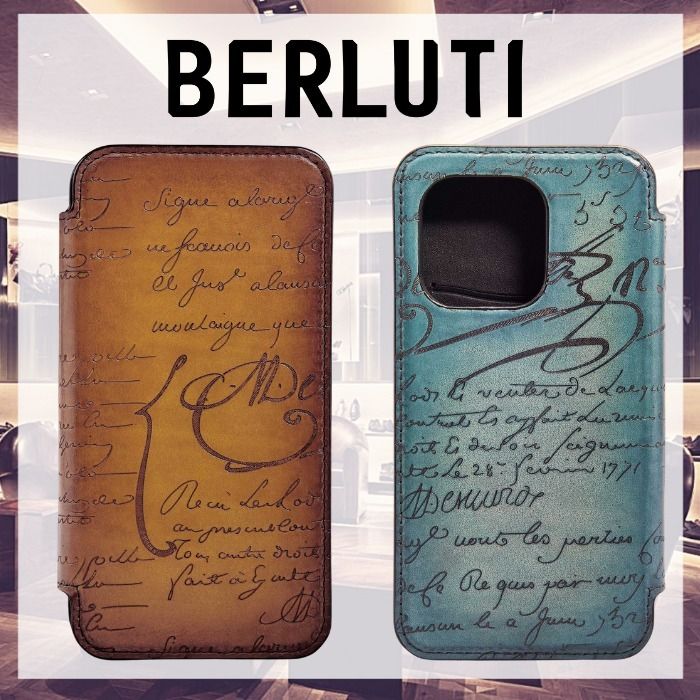 Berluti】Scritto Leather Iphone 15 Pro 手帳型ケース (Berluti