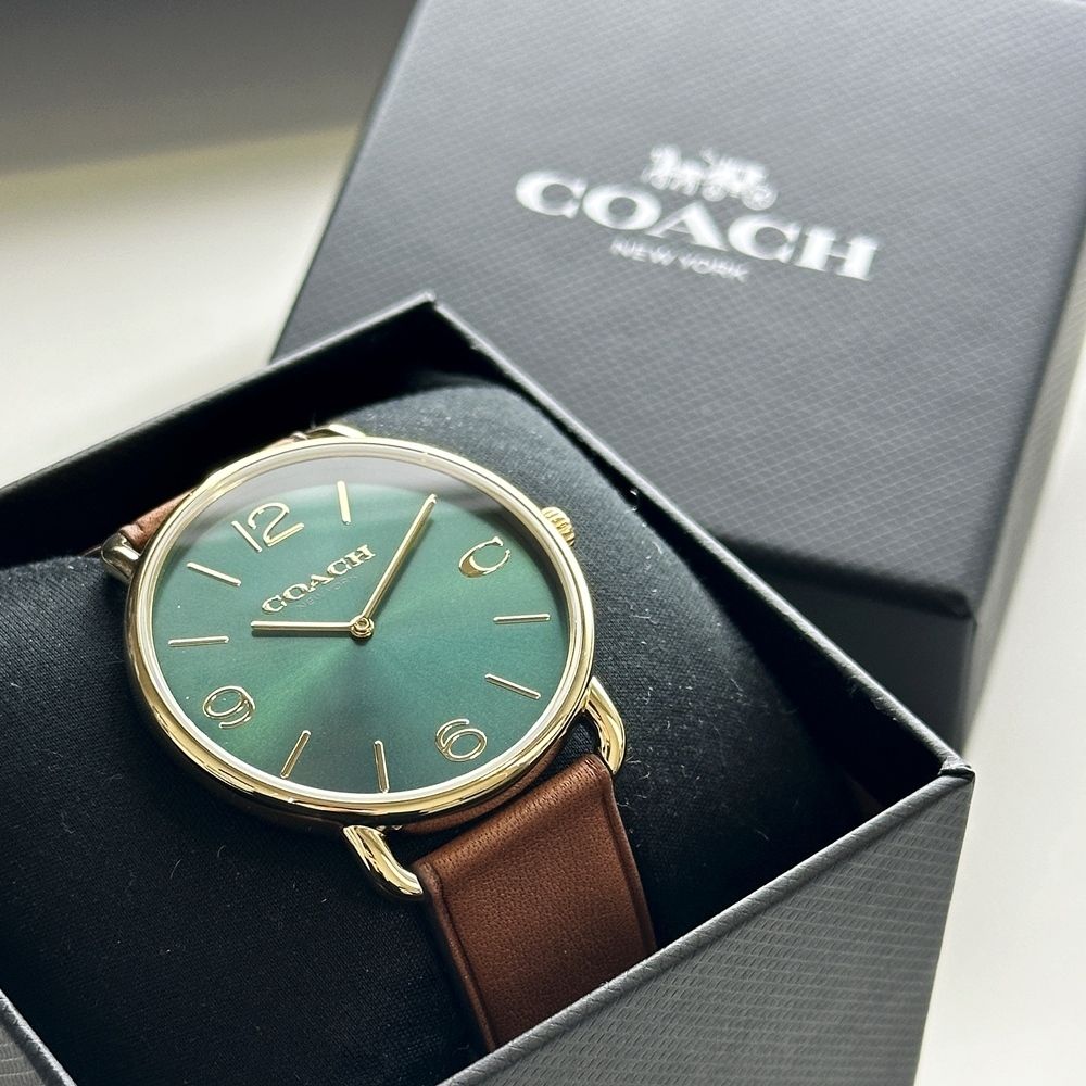 コーチ 腕時計 メンズ シンプル エリオット レザー ブラウン (Coach