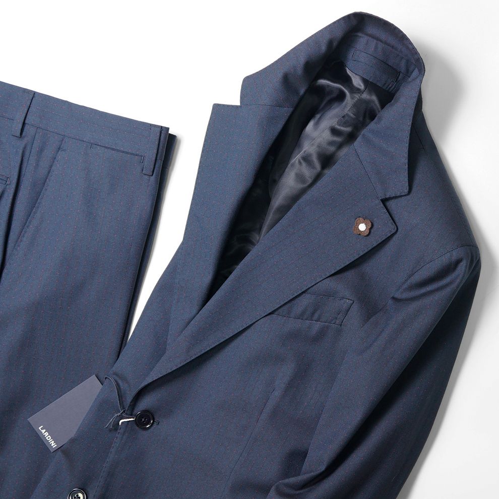 LARDINI ネイビー パッカブルセットアップ 48フラワーピン付き LARDINI