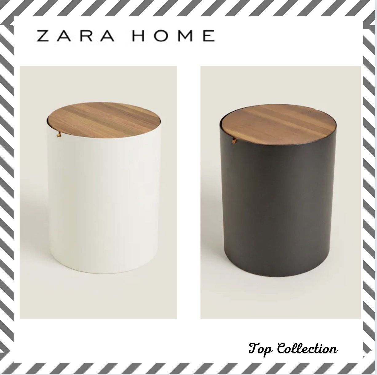 ZARA HOMEガラス天板 金属製サイドテーブルandダスドボックス 【公式通販】