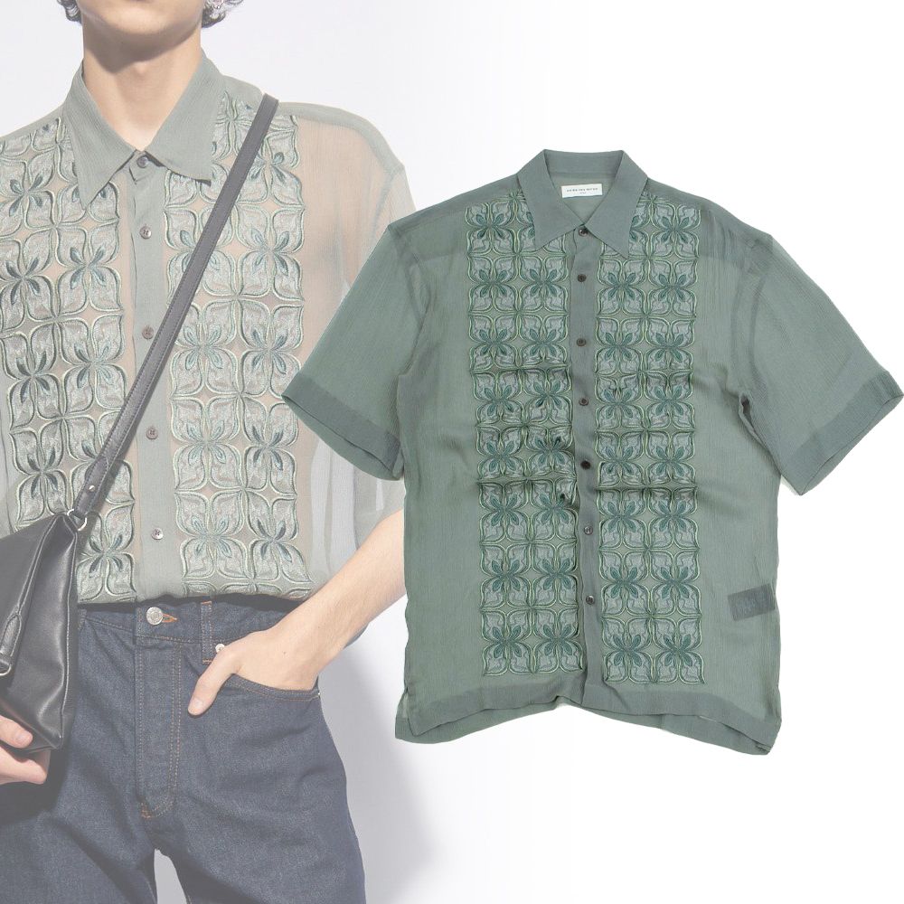 DRIES VAN NOTEN】シースルー シルク 刺繍シャツ 送料関税込 (Dries