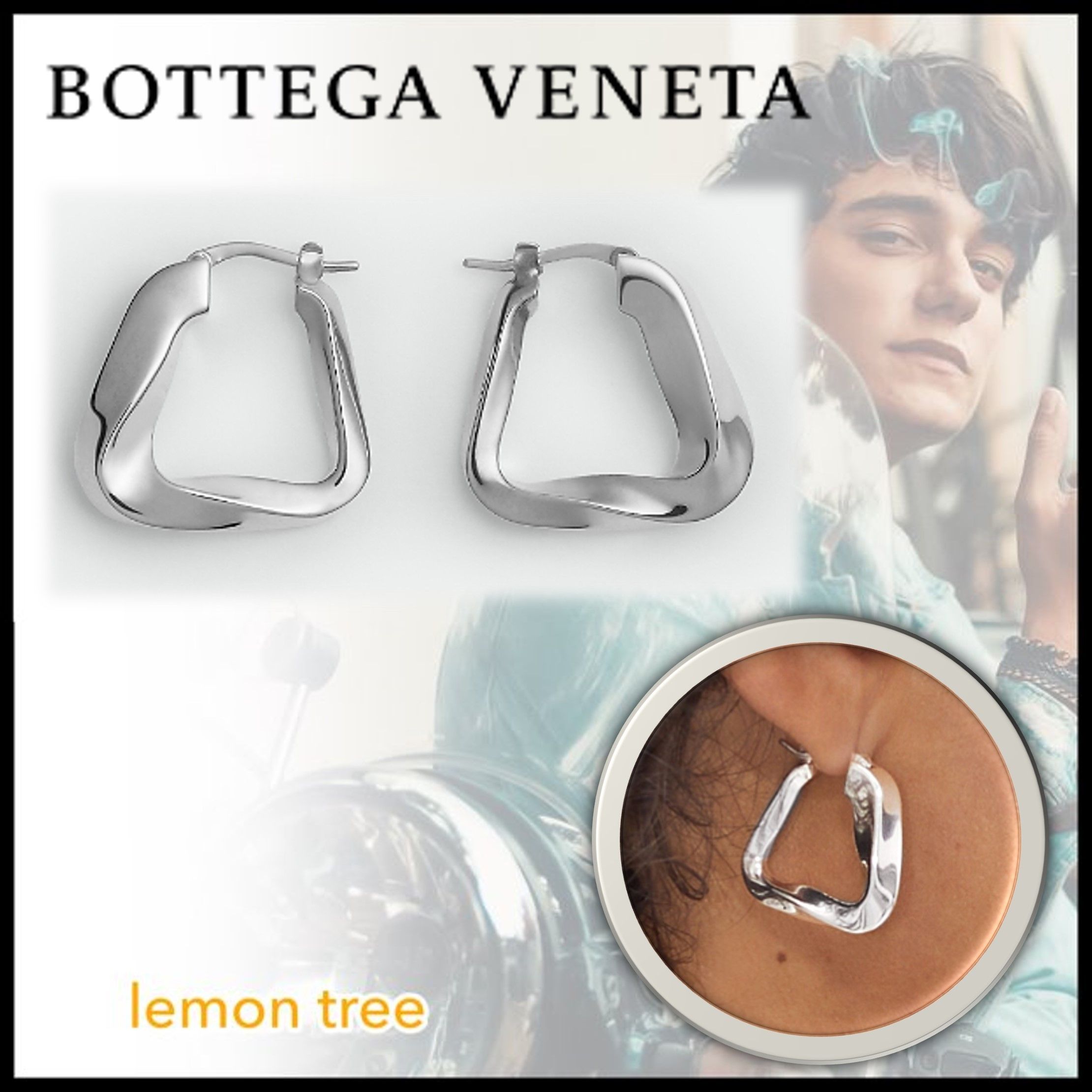 BOTTEGA VENETA】ツイスト トライアングル フープピアス (BOTTEGA