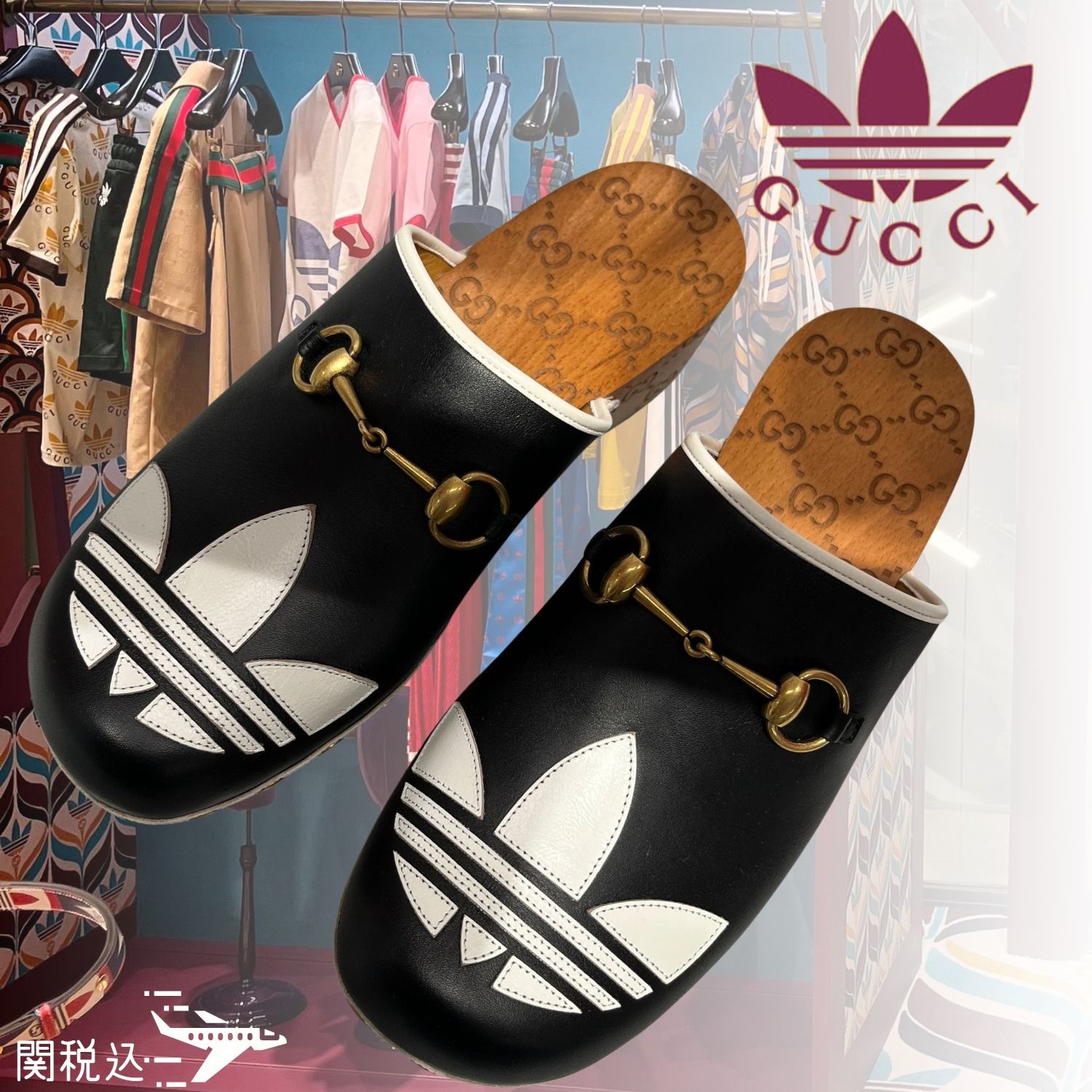 GUCCI Adidas グッチ アディダス レザー クロッグ Sandal 702252