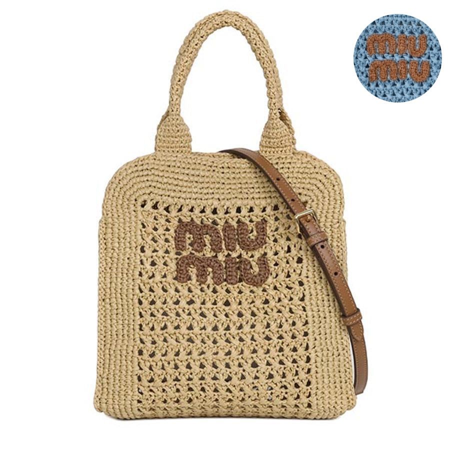 MIU MIU ラフィア クロシェファブリック トートバッグ (MiuMiu/かご