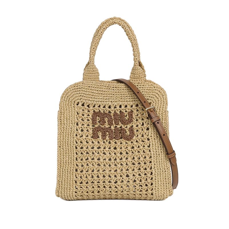 MIU MIU ラフィア クロシェファブリック トートバッグ (MiuMiu/かご