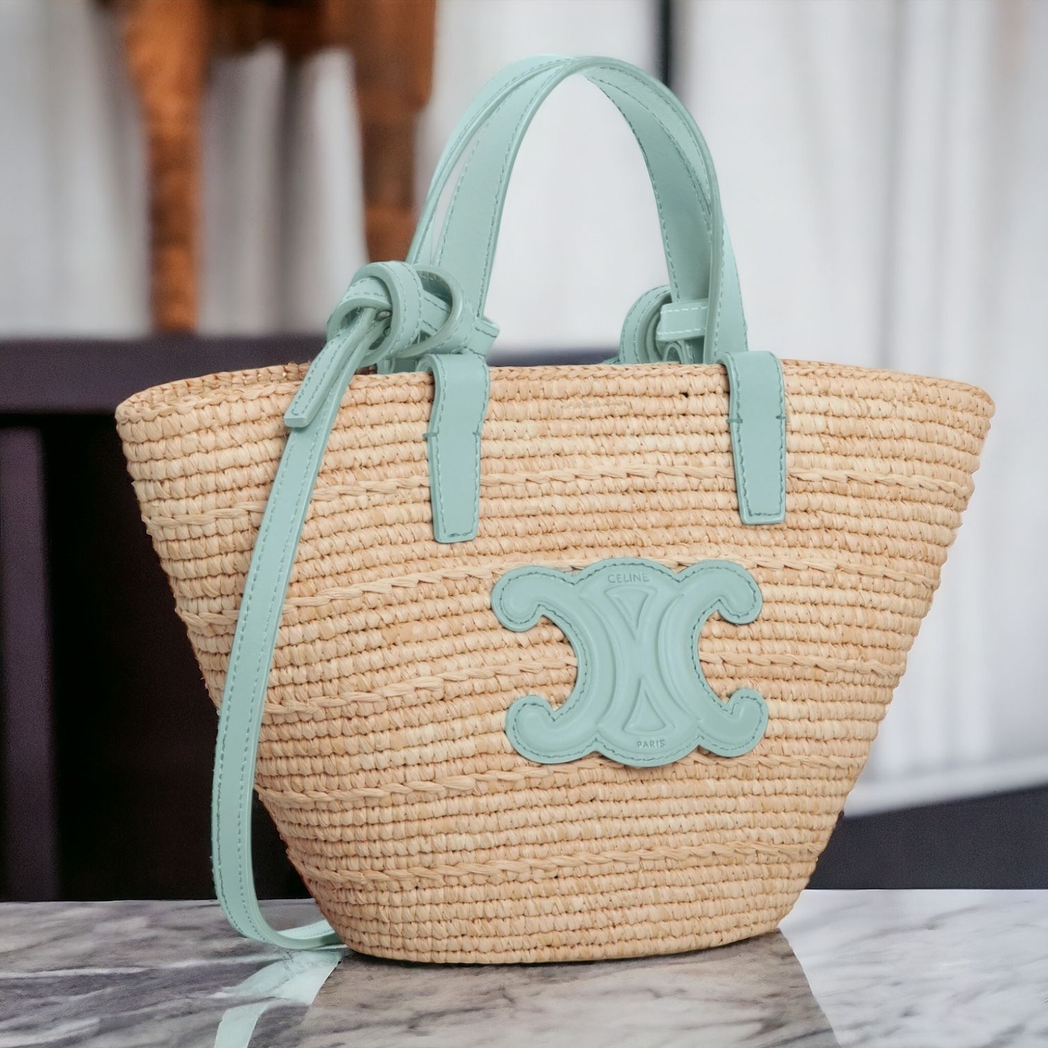 CELINE】セリーヌ ナノ サプル ラフィア＆カーフスキン (CELINE/かご