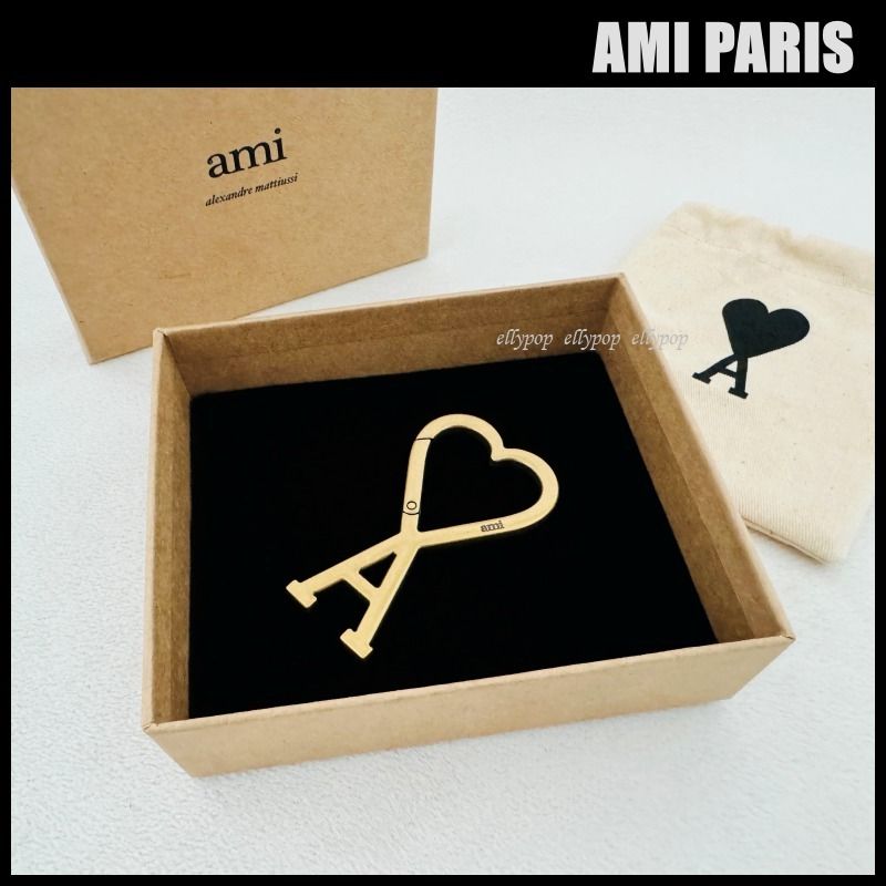 AMI PARIS HEART LOGO アミパリス ロゴ キーリング ゴールド (AMI