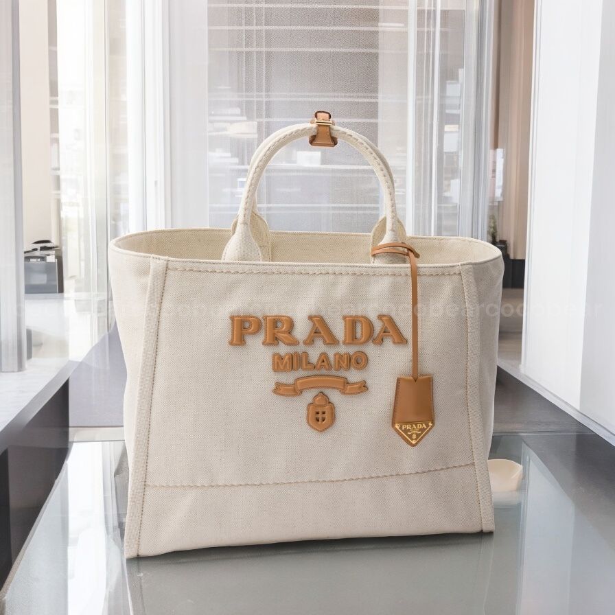 ☆PRADA☆プラダ リネン混の大きめショッピングバッグ (PRADA/トート