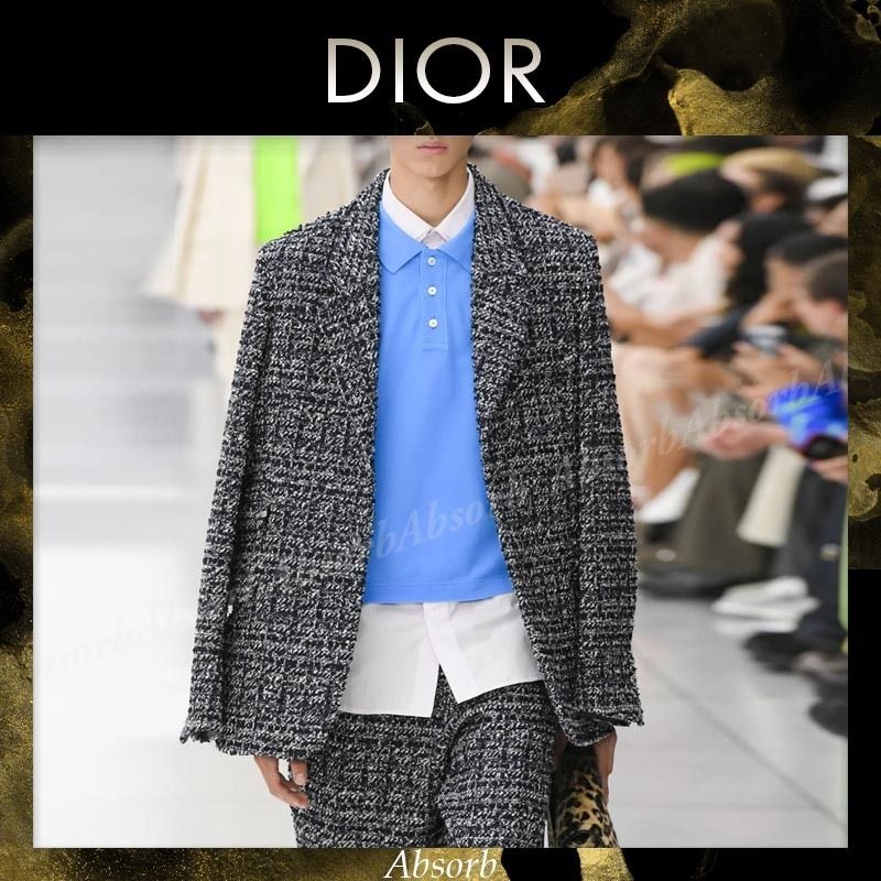 24SS NEW】Dior_men / Cannage ツイード ジャケット / Navy (Dior