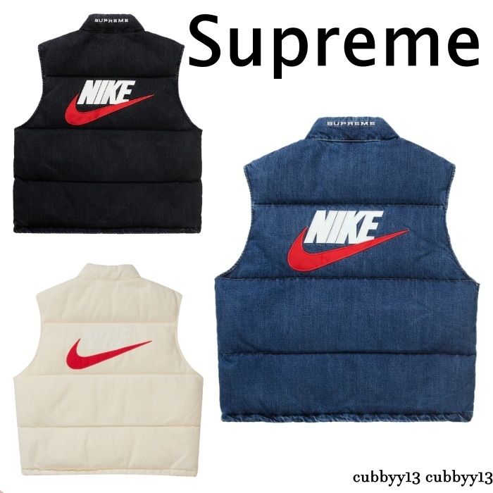 メンズ・完売レア】Supreme × Nike Denim Puffer ベスト (Supreme