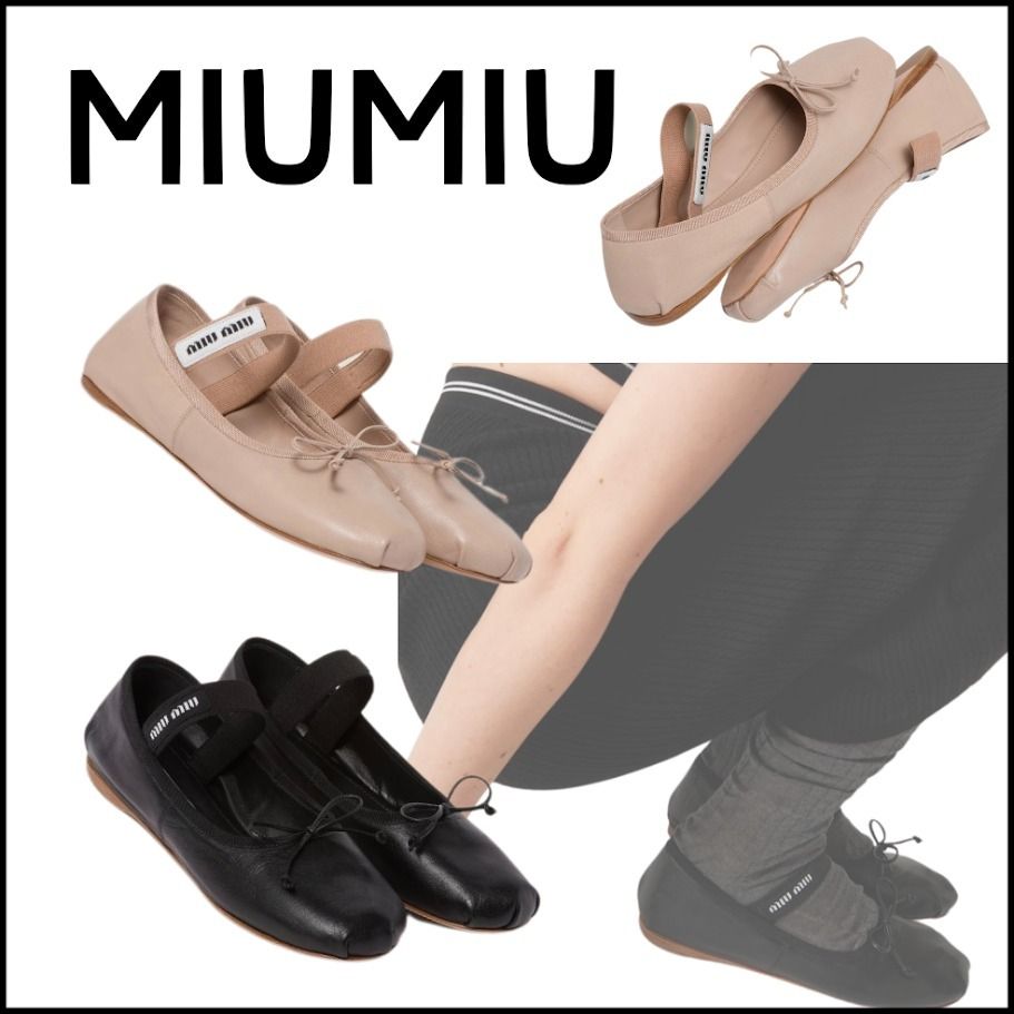 国内買付【MIU MIU】レザー バレリーナ (MiuMiu/バレエシューズ