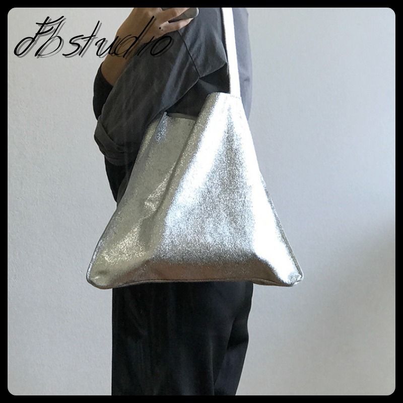 レザー トートバッグ シルバー ショルダーバッグ 韓国 6640 (トート