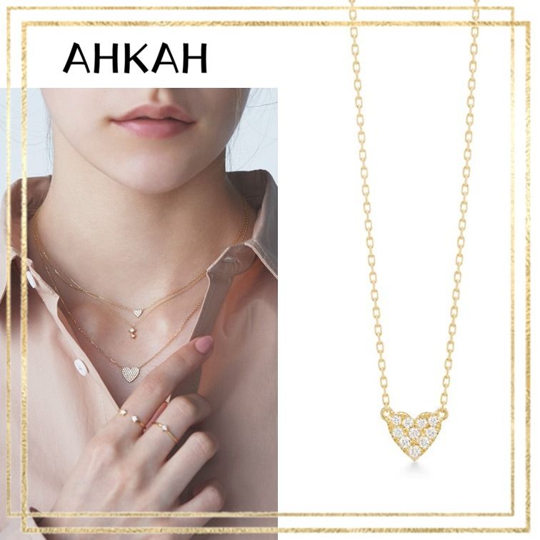 AHKAH アーカー ネックレス ハートパヴェ 18KG ダイヤ 国内発送 (AHKAH