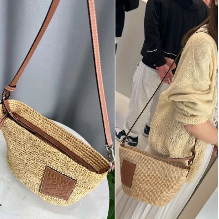 ☆Loewe☆スリット ポシェットバッグ（ラフィア） (LOEWE/かごバッグ