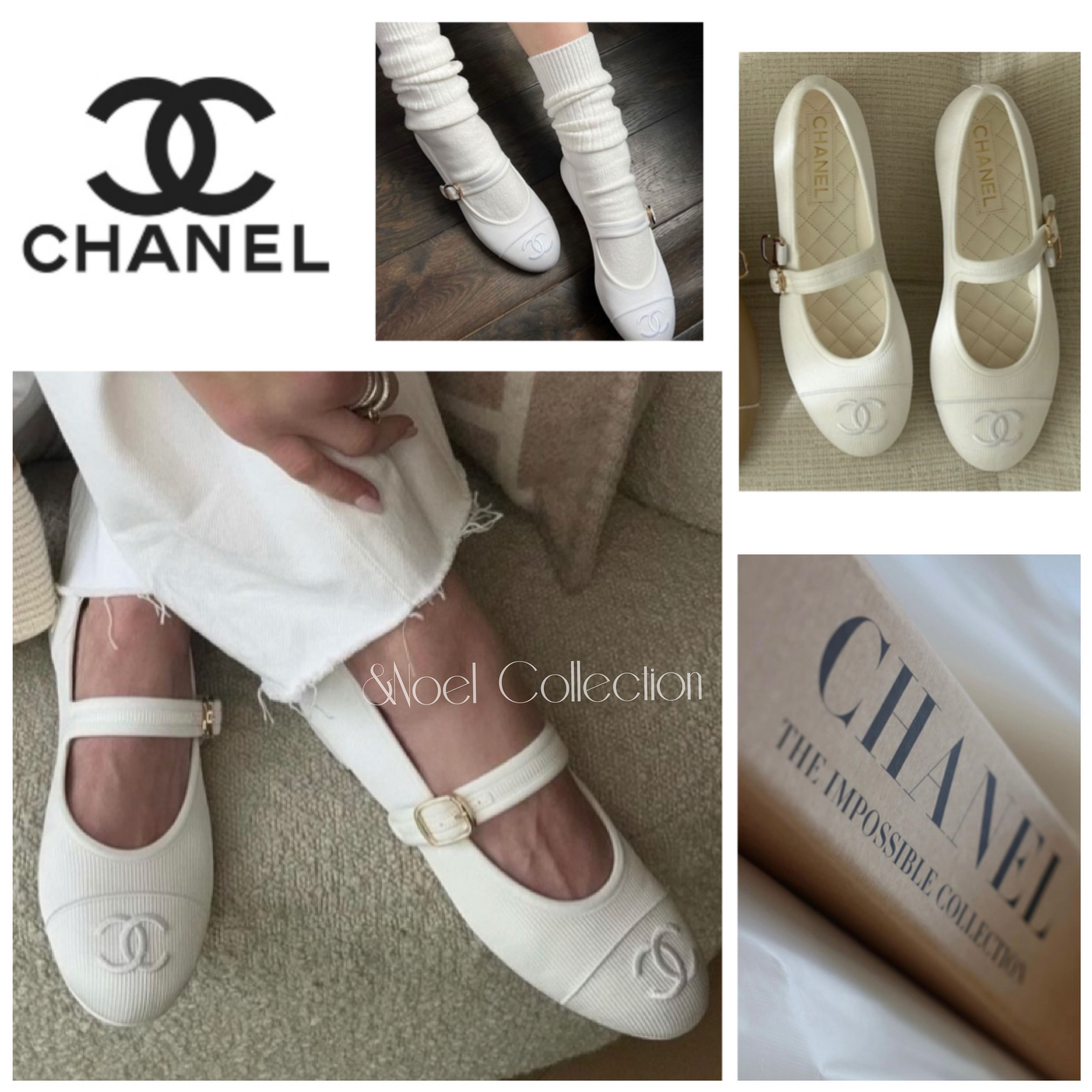 可愛く品良く】CHANEL *メリージェーン*フラットシューズ白 (CHANEL