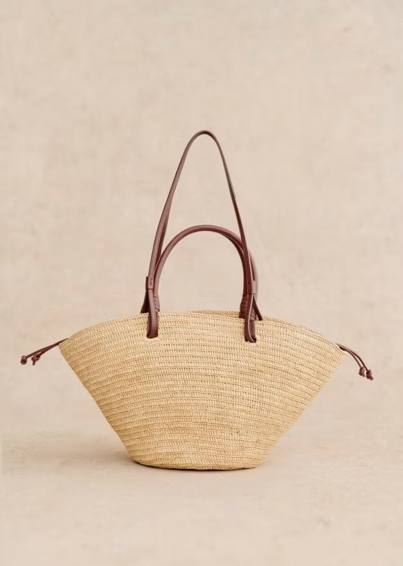 セザンヌ 可愛い 手編込み 2way ラフィア 花柄刺繍 カゴバック (SEZANE