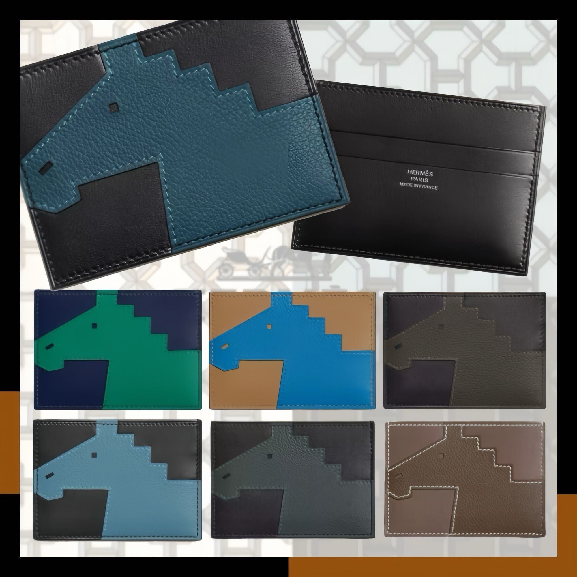 HERMES 新作 稀少 カードケース / ホルダー 本革 Cheval Picto (HERMES