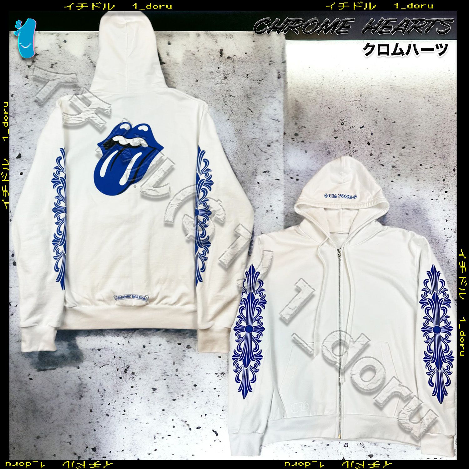 入手困難 +CHROME HEARTS+ ローリング ストーンズ ZIP UP HOODIE