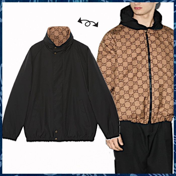 GUCCI《リバーシブル GGキャンバス ジャケット》ブラック 直営 (GUCCI