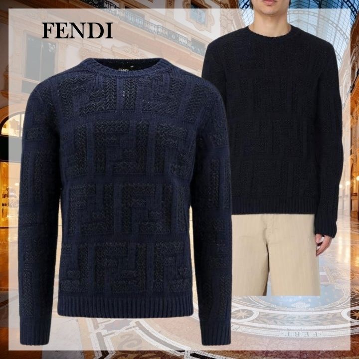 メンズ【FENDI 】FFリネンニット 長袖ニット サマーニット (FENDI