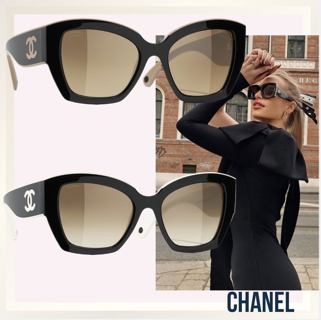 シンプル上品はバイカラー☆CHANEL☆サイドロゴサングラス (CHANEL