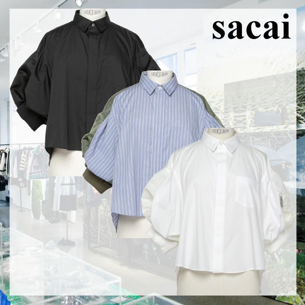 国内より1WEEK【sacai】Cotton Poplin x Nylon Twill Shirt (sacai