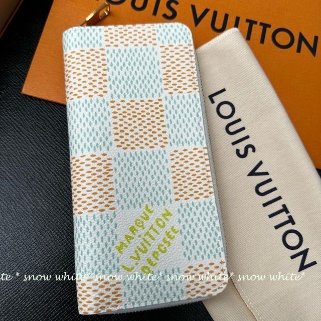 明日着 限定 ダミエ 内側もマリンカラー♪ LV 長財布 ZIPPY (Louis