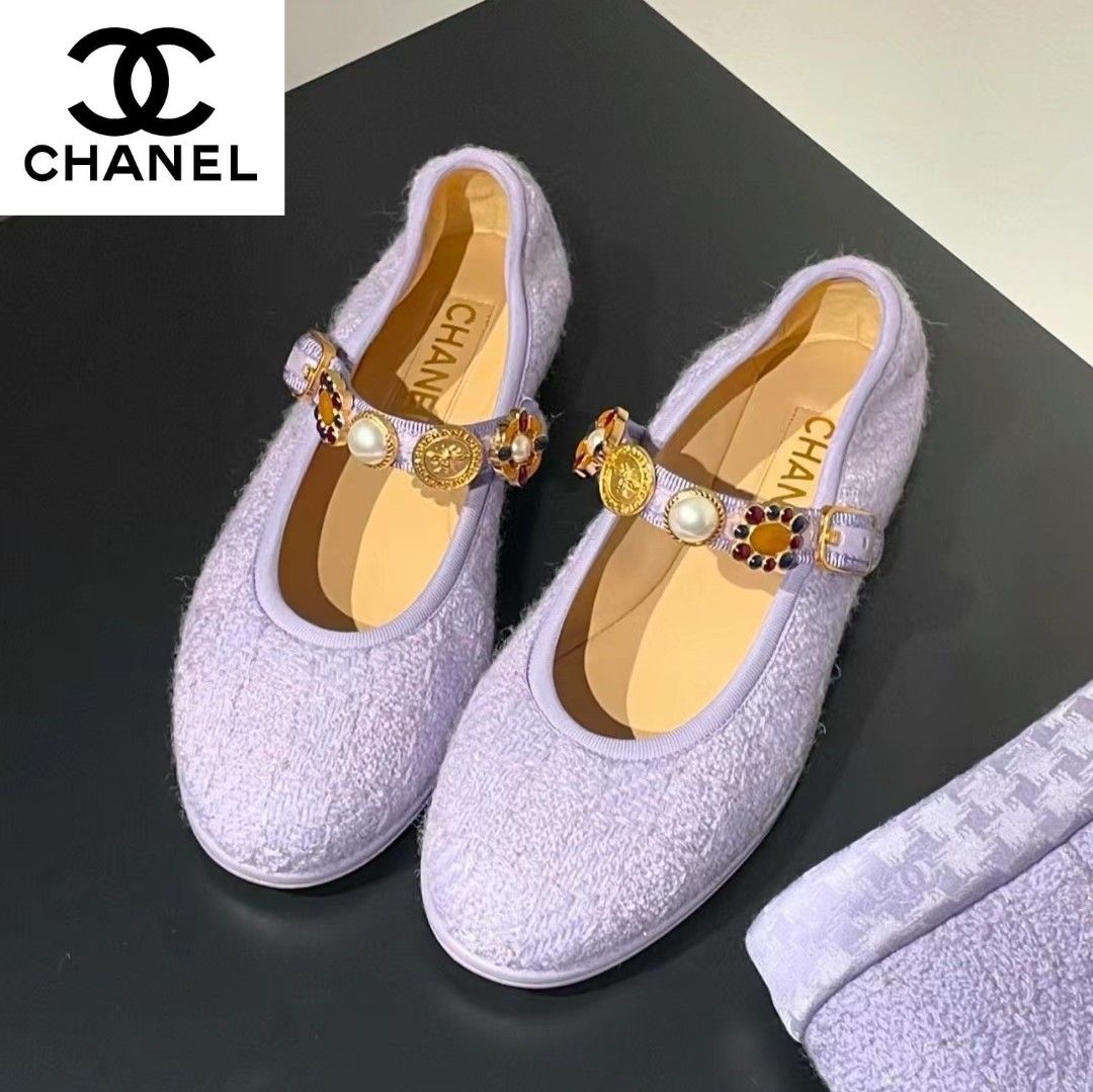 CHANEL】上品カラーツイード☆シャネルストラップシューズ (CHANEL