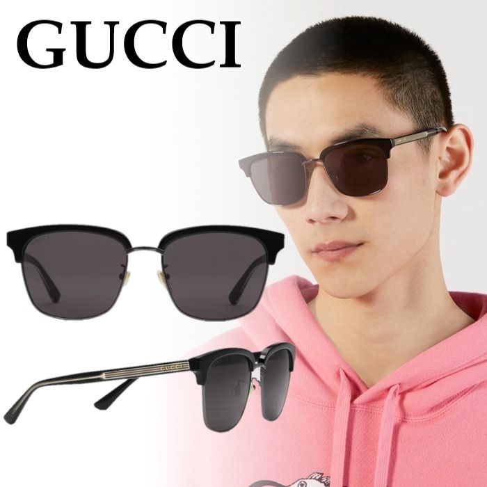 国内直営**GUCCI** スクエアフレーム メタル サングラス (GUCCI