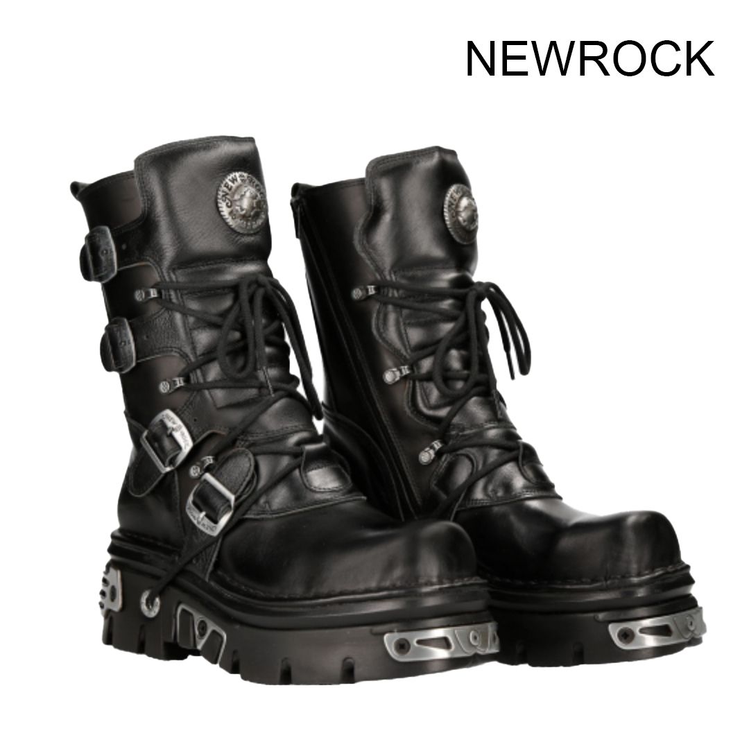 NEWROCK】M-373-S4 ショーツブーツ レースアップ REACTOR (NEWROCK