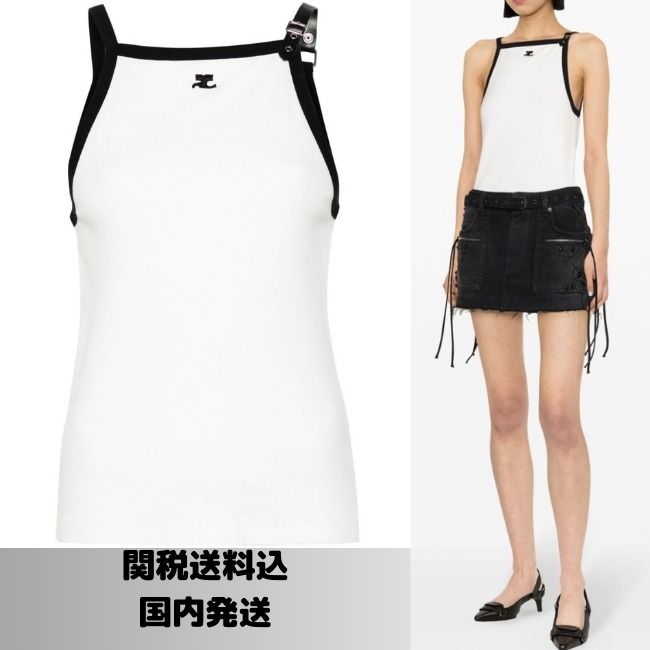 Courreges】クレージュ バックル コントラスト タンクトップ