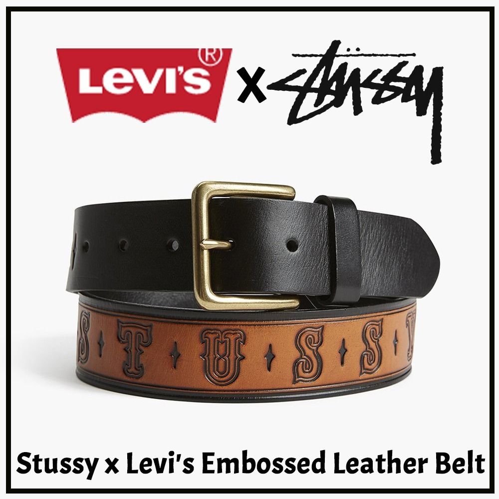 Stussy x Levi's】☆Embossed 革ベルト☆送料・関税込☆ (STUSSY