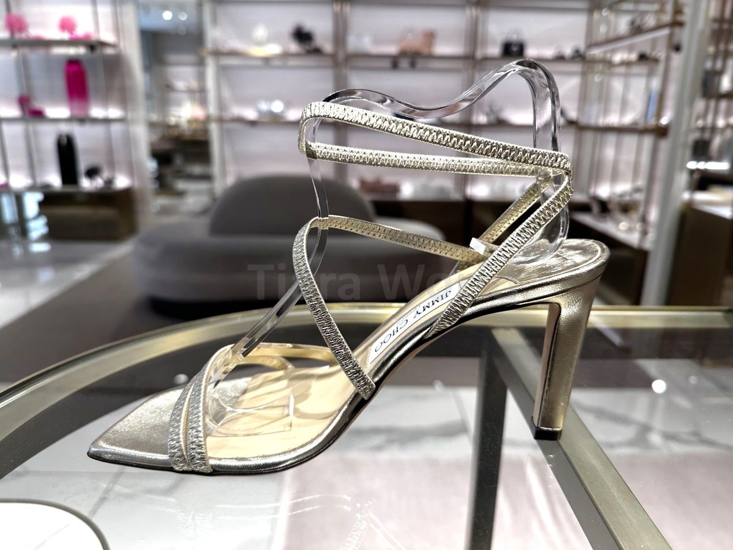 メタリック☆Jimmy Choo NORI 85 レザー サンダル シャンパン (Jimmy