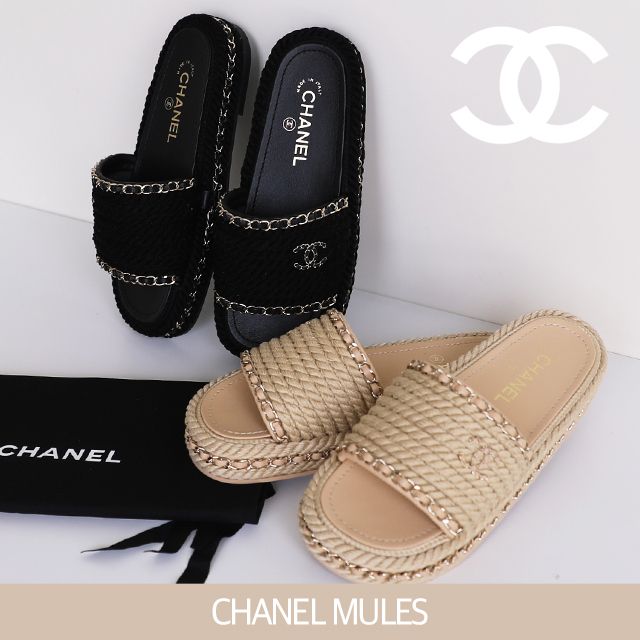 CHANEL】シャネル CC チェーン プラットフォーム スリッパ (CHANEL