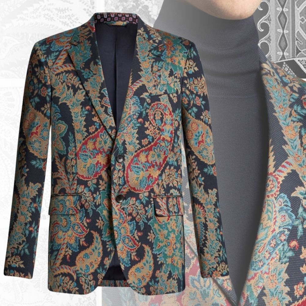 関税込 エトロ ジャケット ジャカード 花 ペイズリー 日本未入荷 (ETRO
