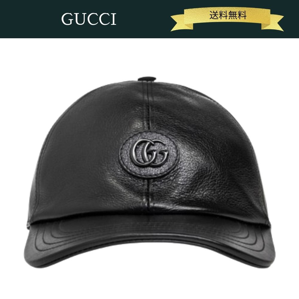 送料込】GUCCI 24AW カーフレザー ロゴ ベースボールキャップ (GUCCI