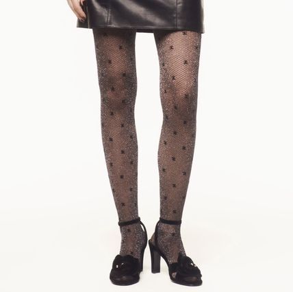散りばめられたロゴがお洒落☆】CHANEL タイツ ラメ キラキラ (CHANEL