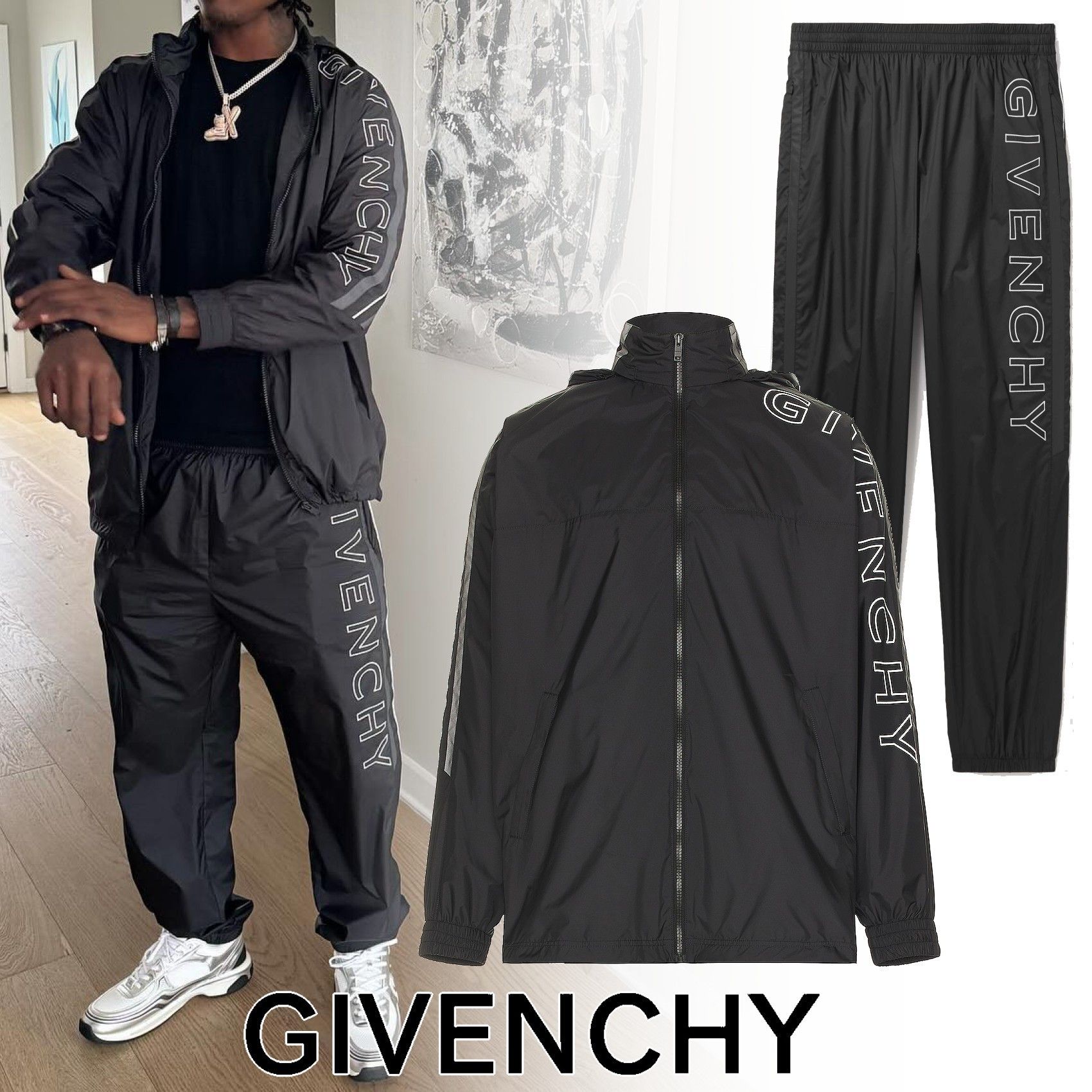 GIVENCHY ブランドロゴ ナイロン セットアップ ブラック (GIVENCHY