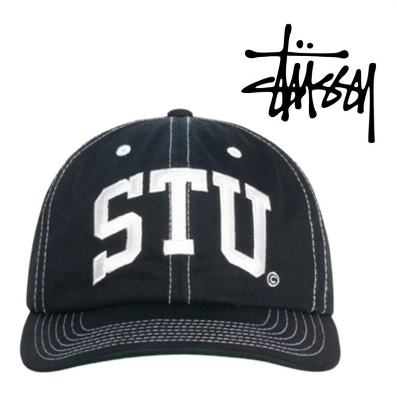 STUSSY】Stu Arch Strapback Cap◇ True Black (STUSSY/キャップ