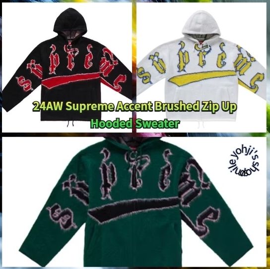 ☆24AW WEEK1☆Supreme Accent Brushed Zip Up Hooded Sweater